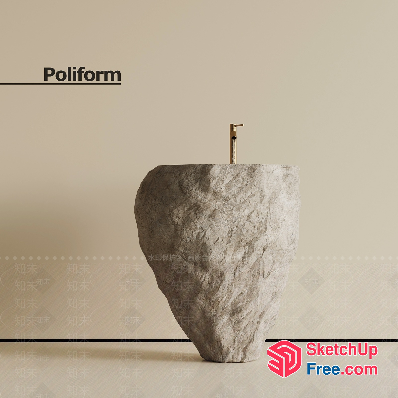 Poliform Stone Sink 3D SketchUp File