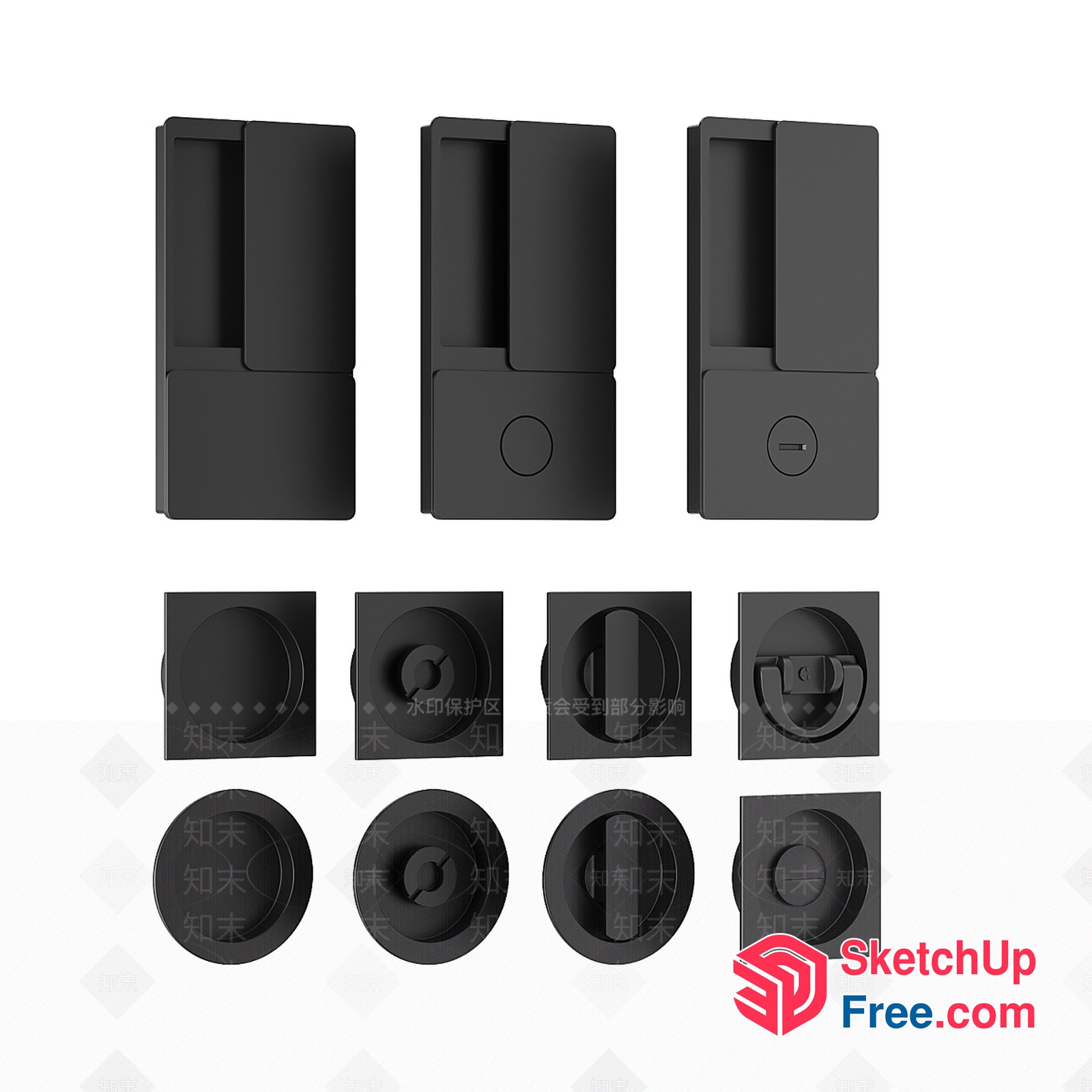 Black Door Handles And Locks 3D SketchUp File