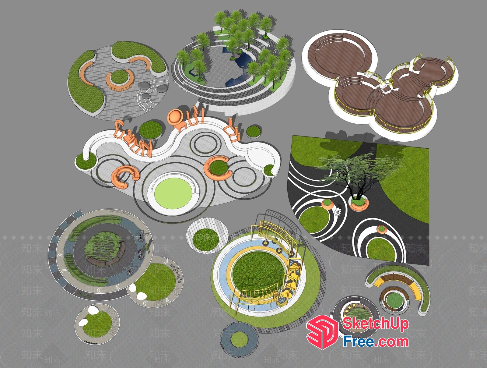 Modern Outdoor Playground Design With Unique Furniture Arrangement 3D SketchUp File
