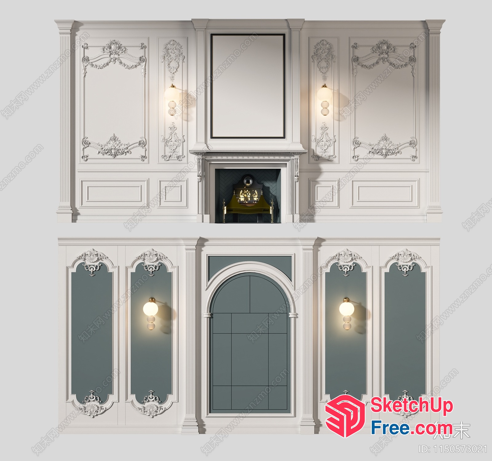 Classic White Ornate Architectural Detailing 3D SketchUp File