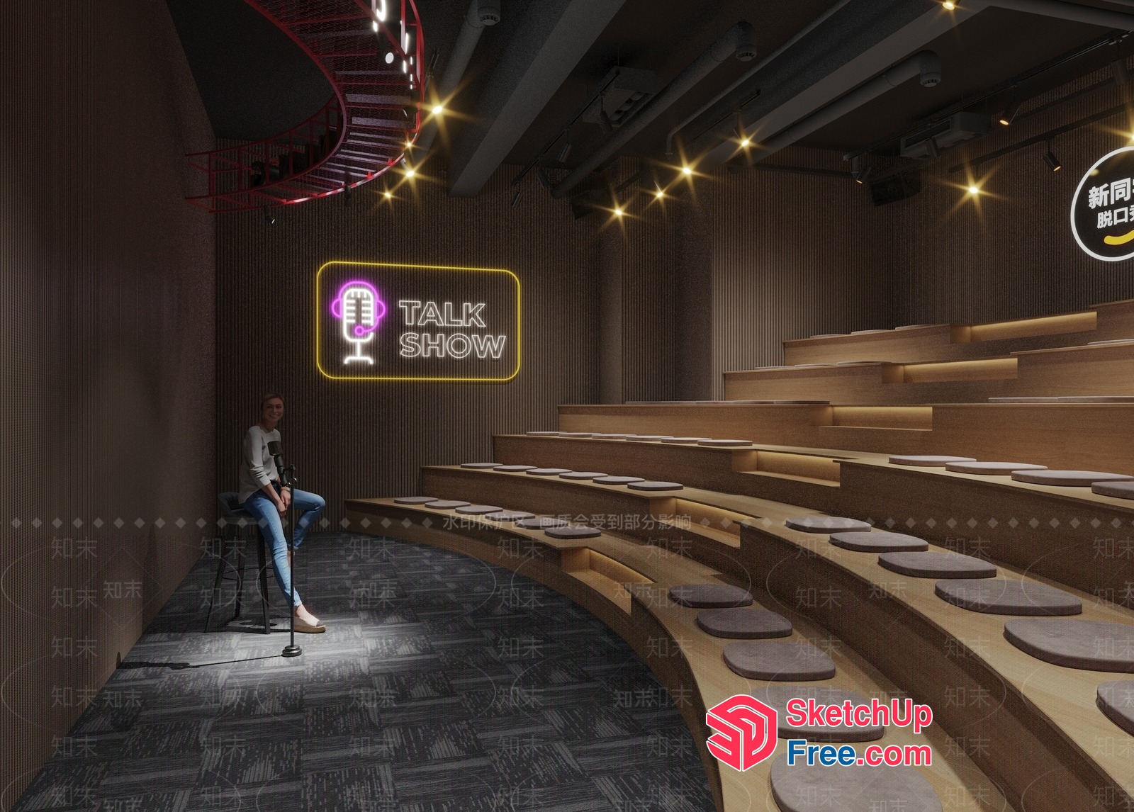 Talk Show Stage Interior 3D SketchUp File