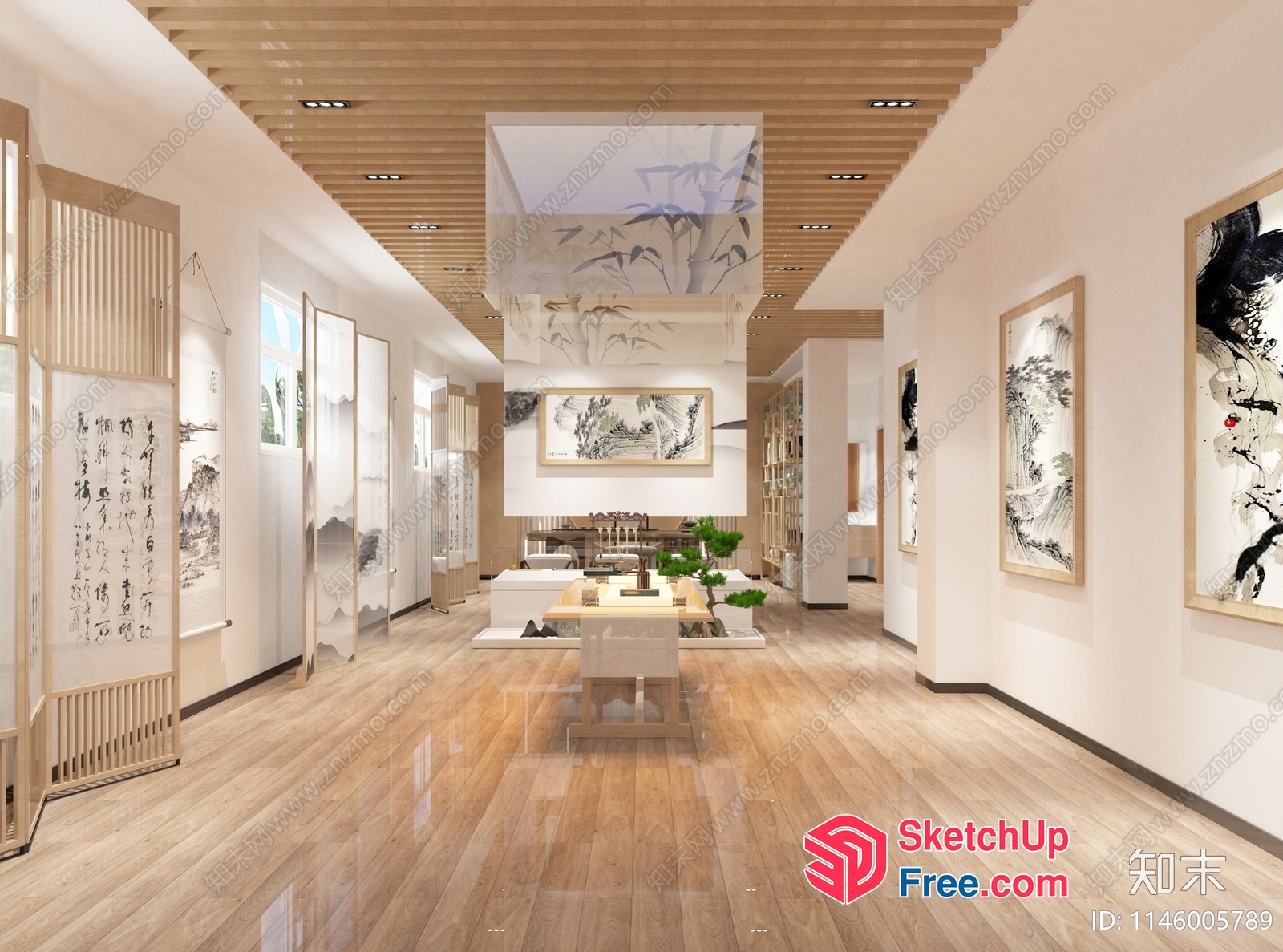 Modern Japanese-Inspired Interior 3D SketchUp File