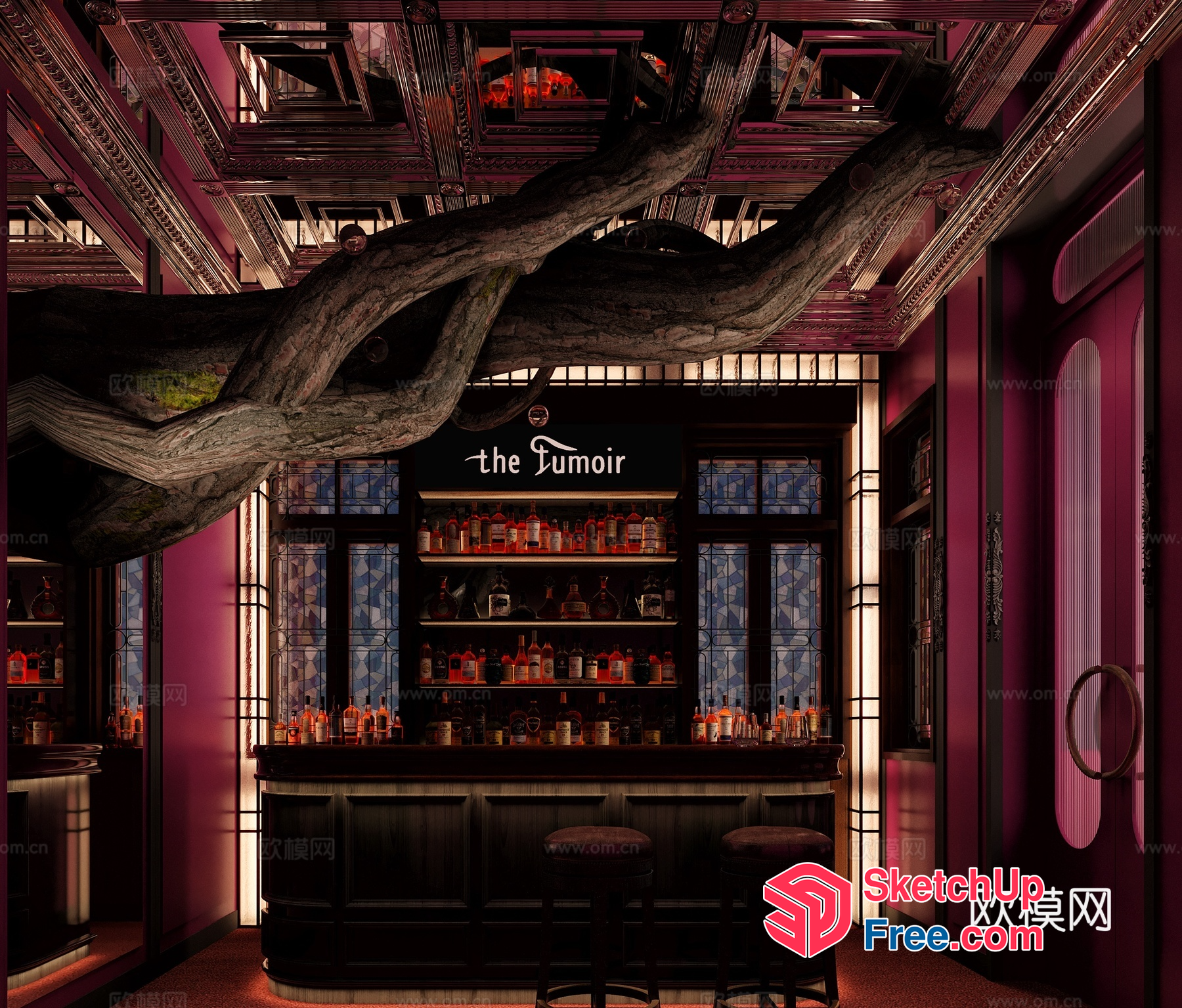 Elegant And Sophisticated Bar Interior 3D SketchUp File