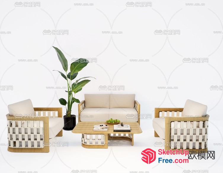 Modern Outdoor Patio Furniture Set 3D SketchUp File