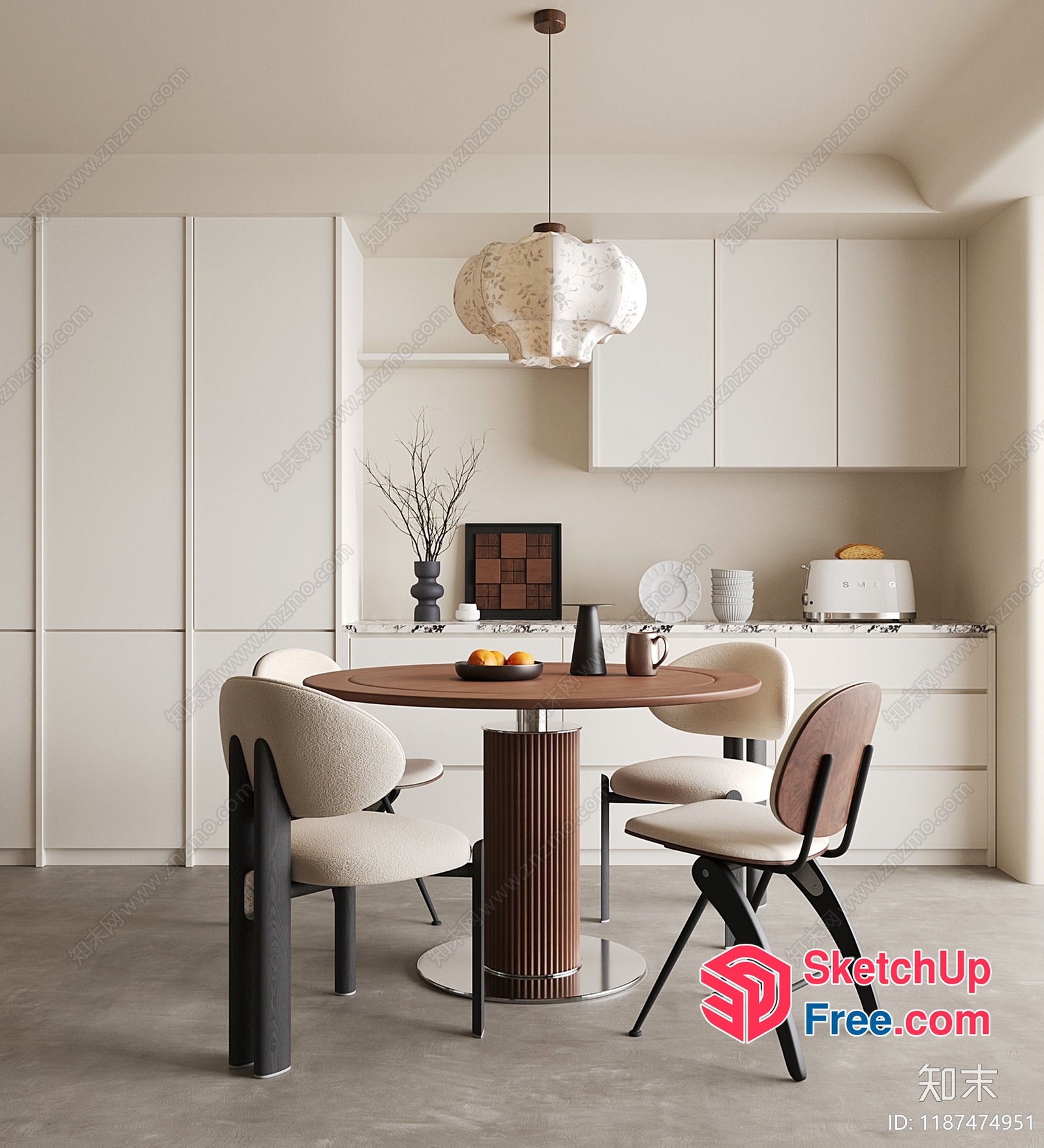 Elegant Modern Dining Room With Minimalist Furniture 3D SketchUp File
