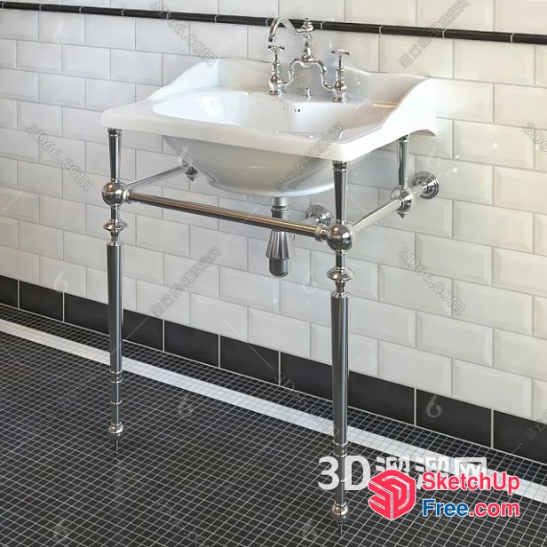 Elegant Bathroom Sink With Classic Faucet 3D SketchUp File