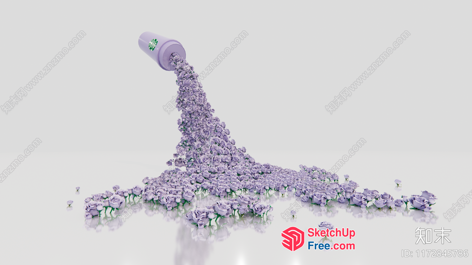 A Purple Flower Pile In The Shape Of A Star 3D SketchUp File