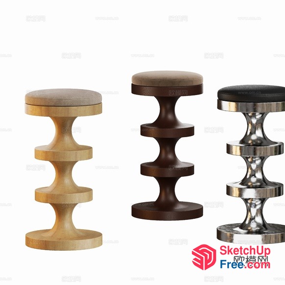 Modern Stools With Unique Designs 3D SketchUp File