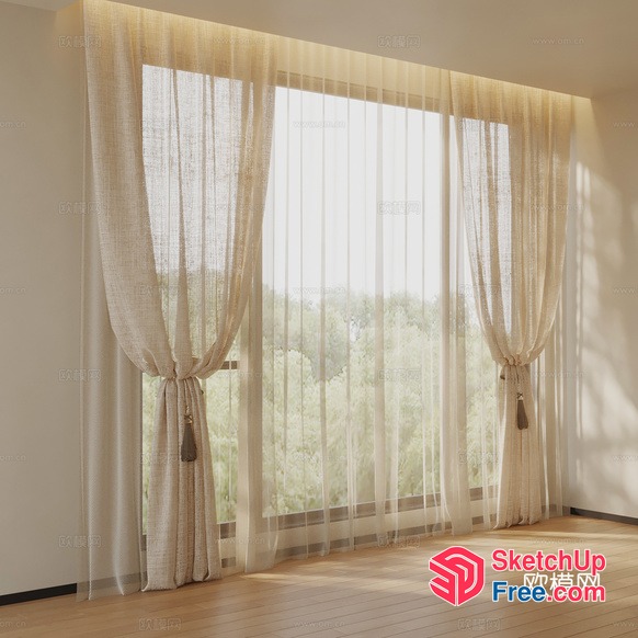 Elegant White Sheer Curtains 3D SketchUp File