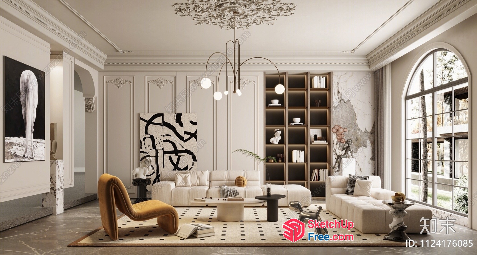 Luxurious Modern European-Style Living Room 3D SketchUp File