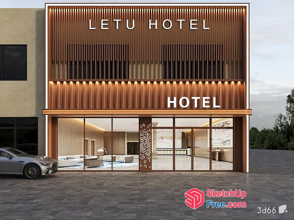 Modern Luxury Hotel Exterior 3D SketchUp File
