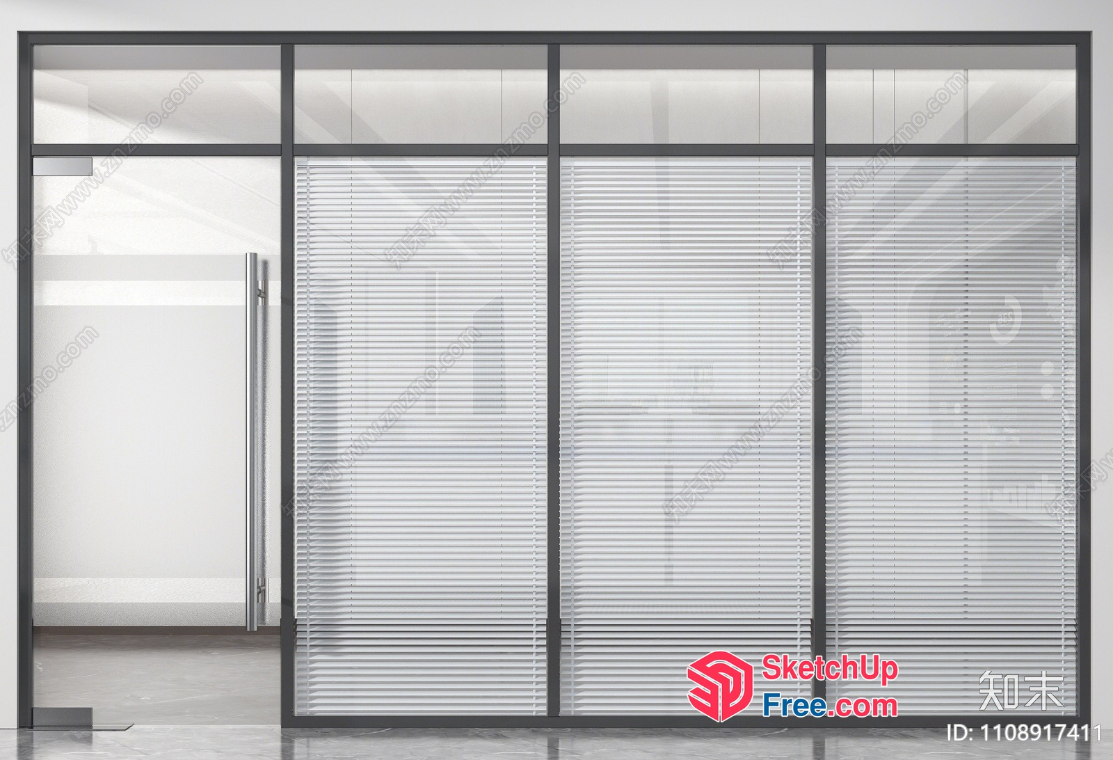 Modern Glass Curtain Wall With Blinds 3D SketchUp File