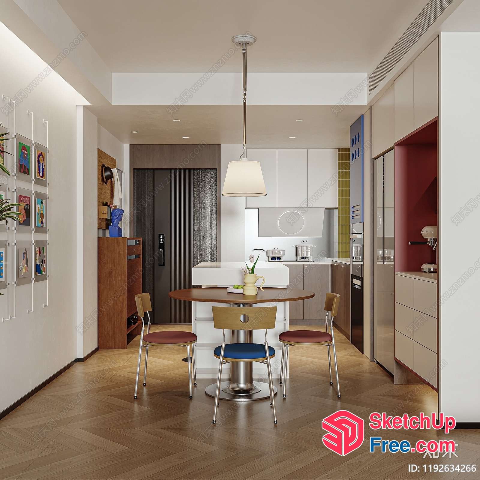 Modern Minimalist Kitchen Dining Room 3D SketchUp File