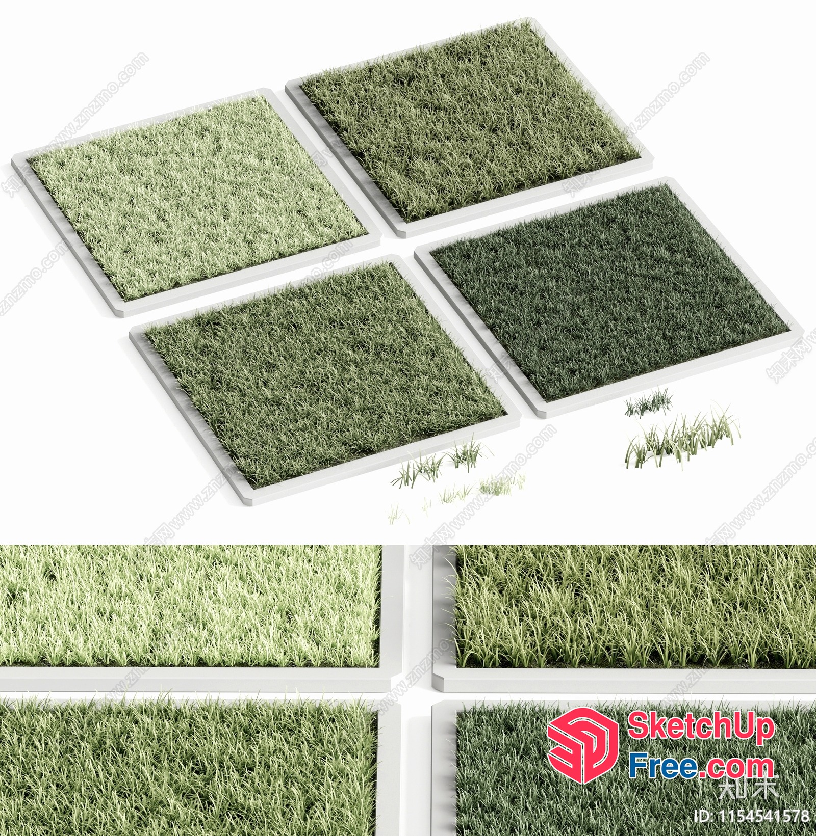 Modern Green Grass Wall Panels For Interior Decor 3D SketchUp File