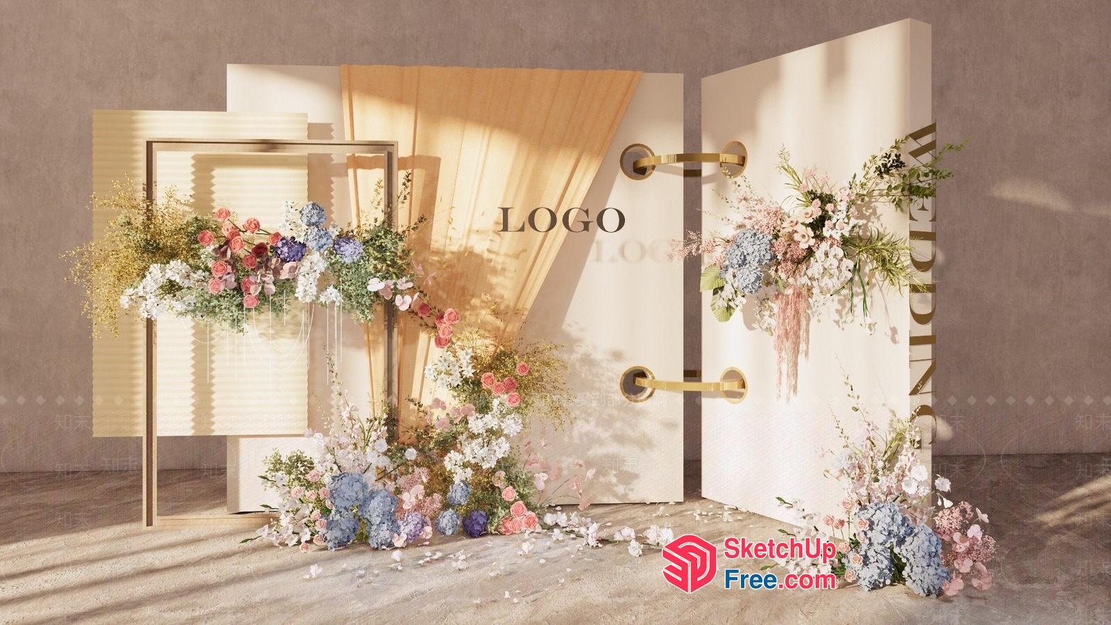 Elegant Floral Arrangement For Wedding Ceremony 3D SketchUp File