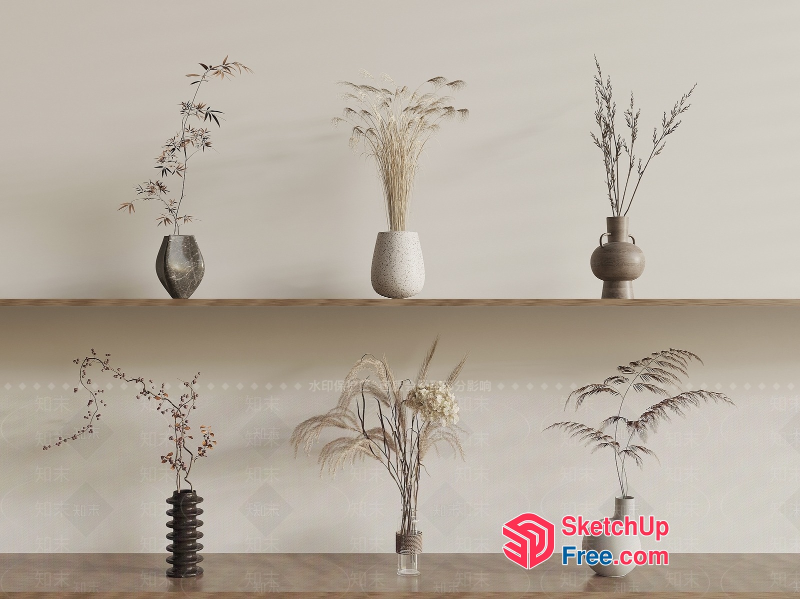 Elegant Minimalist Vase Arrangements 3D SketchUp File