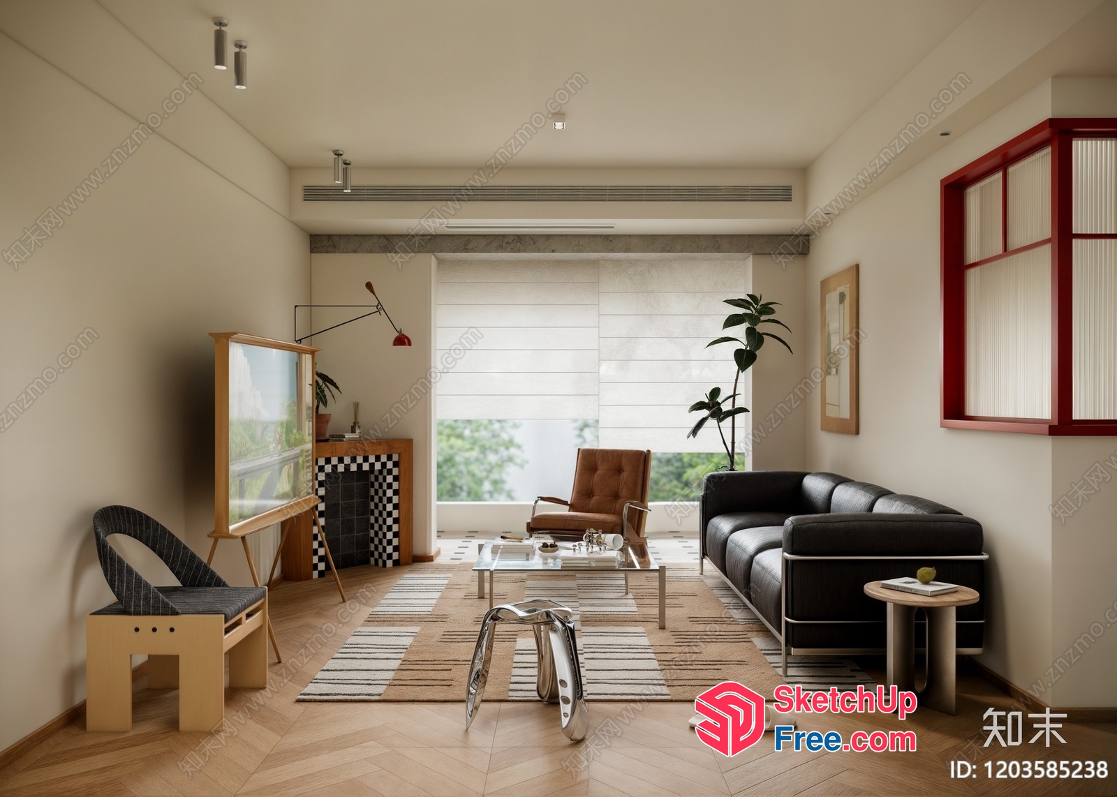 Modern Living Room With Sleek Furniture And Natural Light 3D SketchUp File