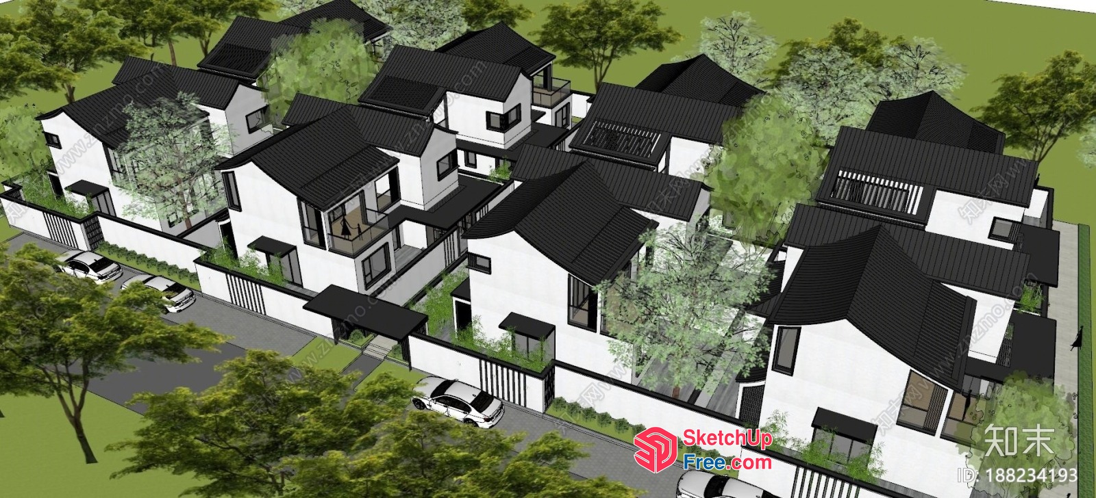 Modern Villa Exterior With Black And White Design 3D SketchUp File