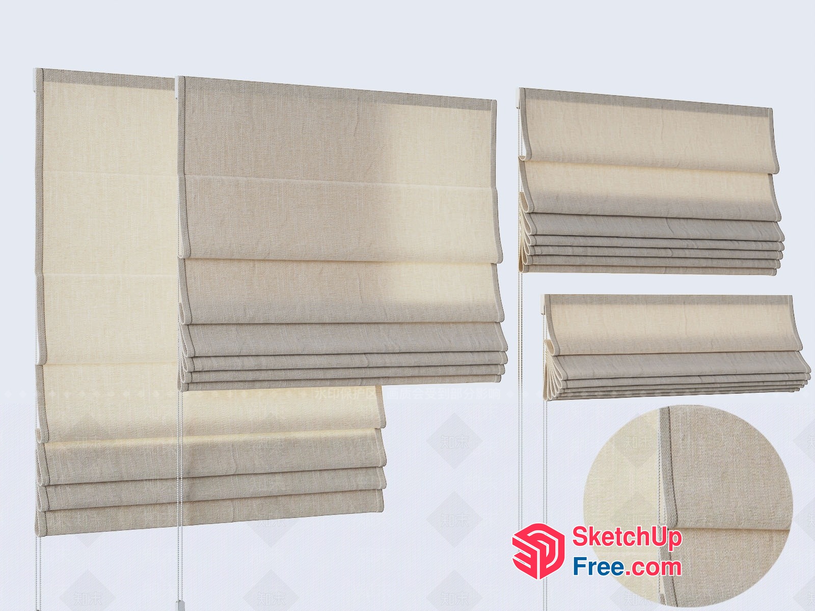Rolled Linen Window Shades 3D SketchUp File