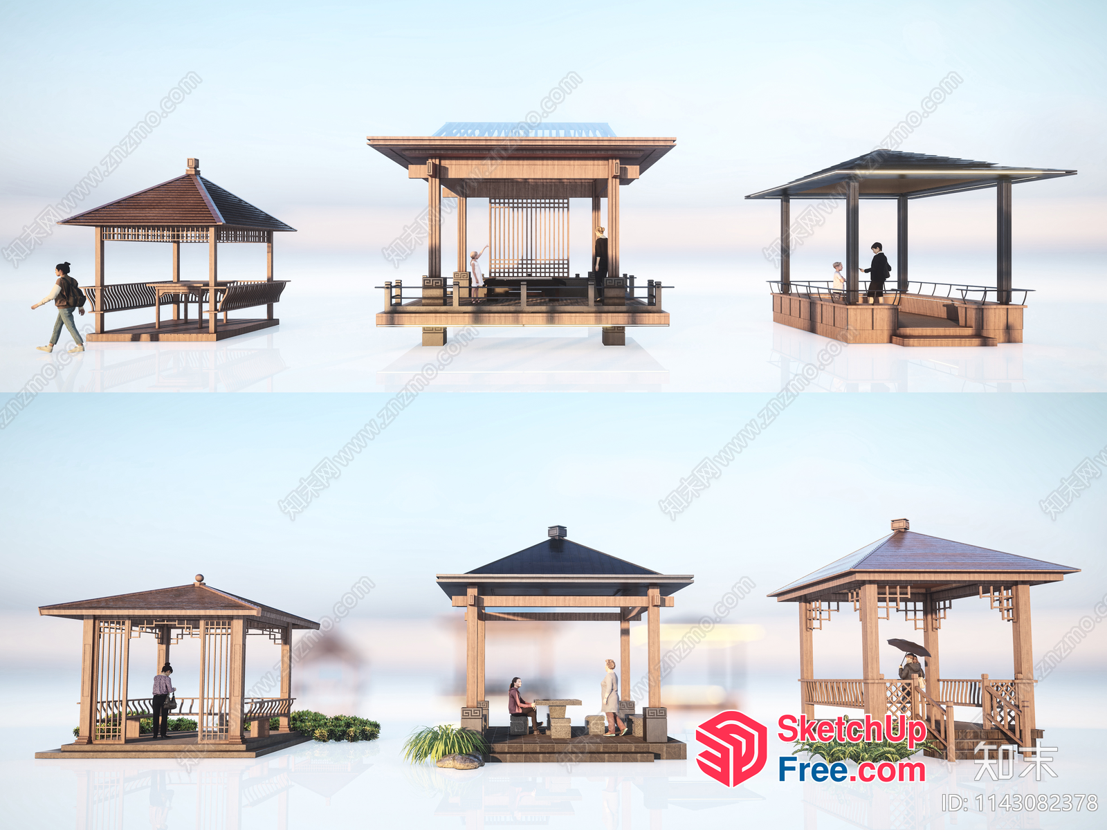 Asian Style Gazebo Designs Collection 3D SketchUp File