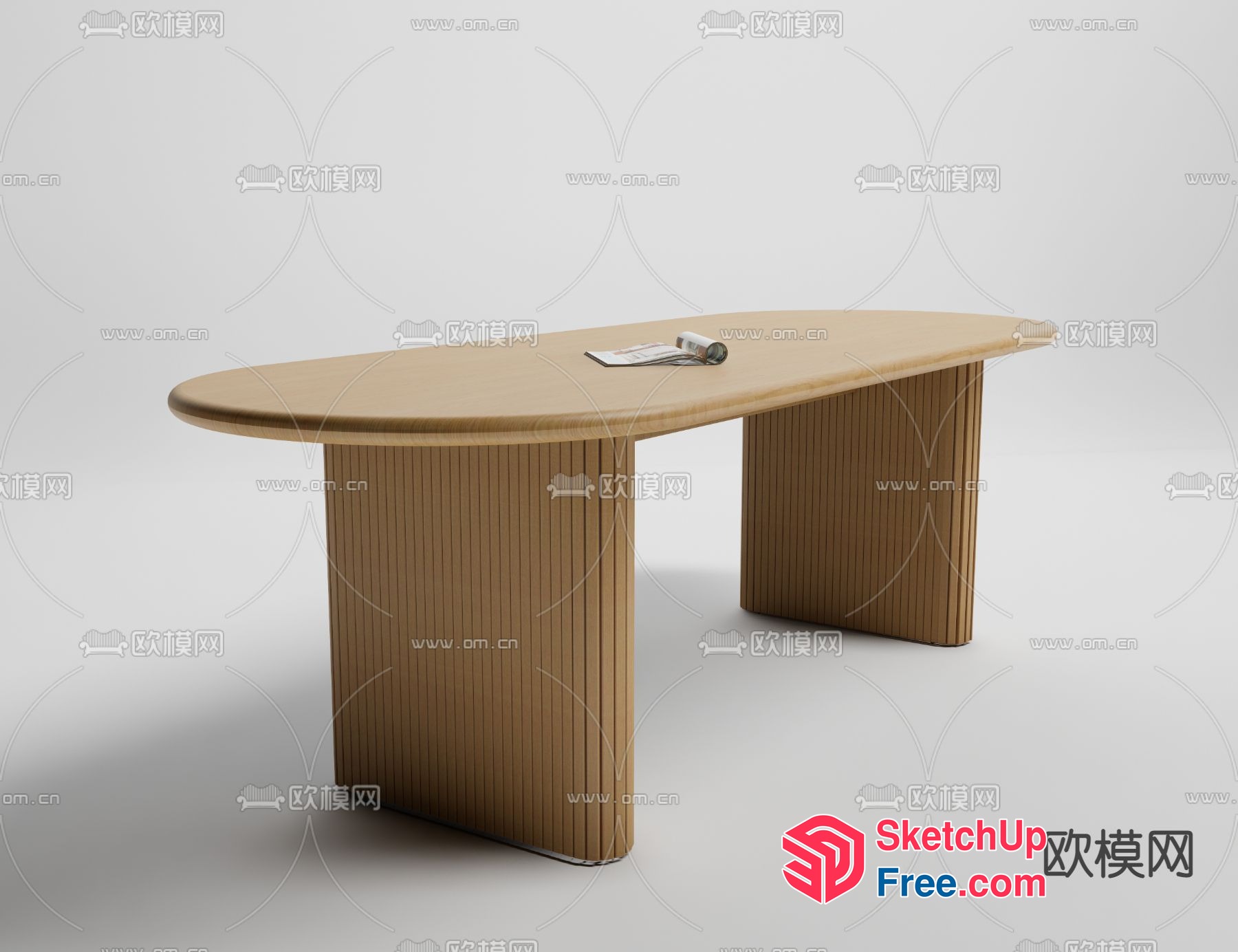 Modern Oval Table With Striped Legs 3D SketchUp File