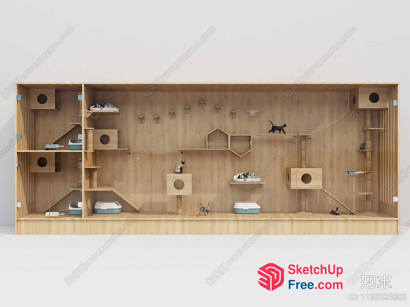 Modern Cat Condo With Multiple Levels And Play Areas 3D SketchUp File