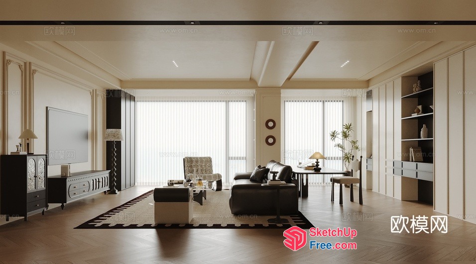 Elegant And Sophisticated Living Room Interior 3D SketchUp File