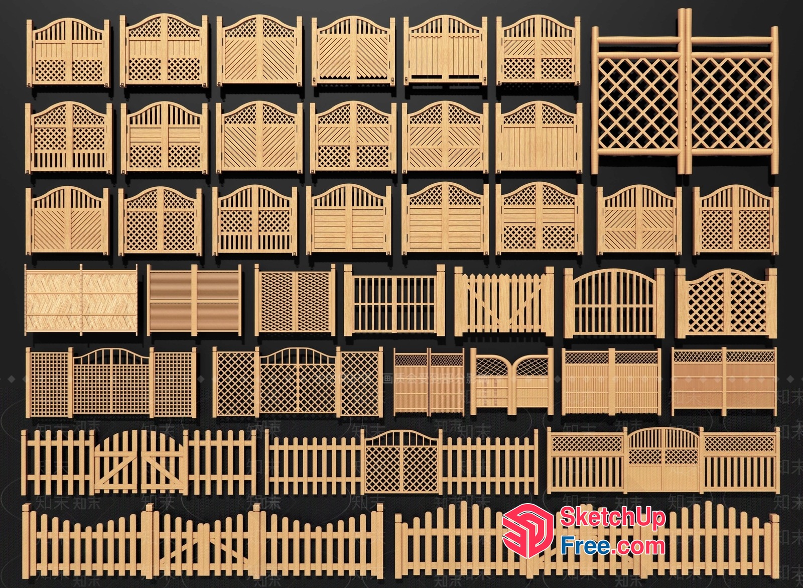 Wooden Fences And Gates 3D SketchUp File