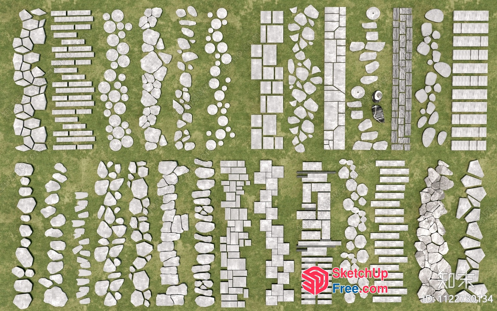 Outdoor Paving Stones In Various Shapes And Sizes 3D SketchUp File