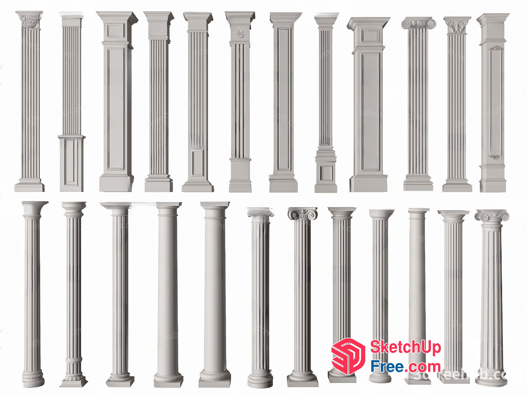 Classic Architectural Pillars 3D SketchUp File
