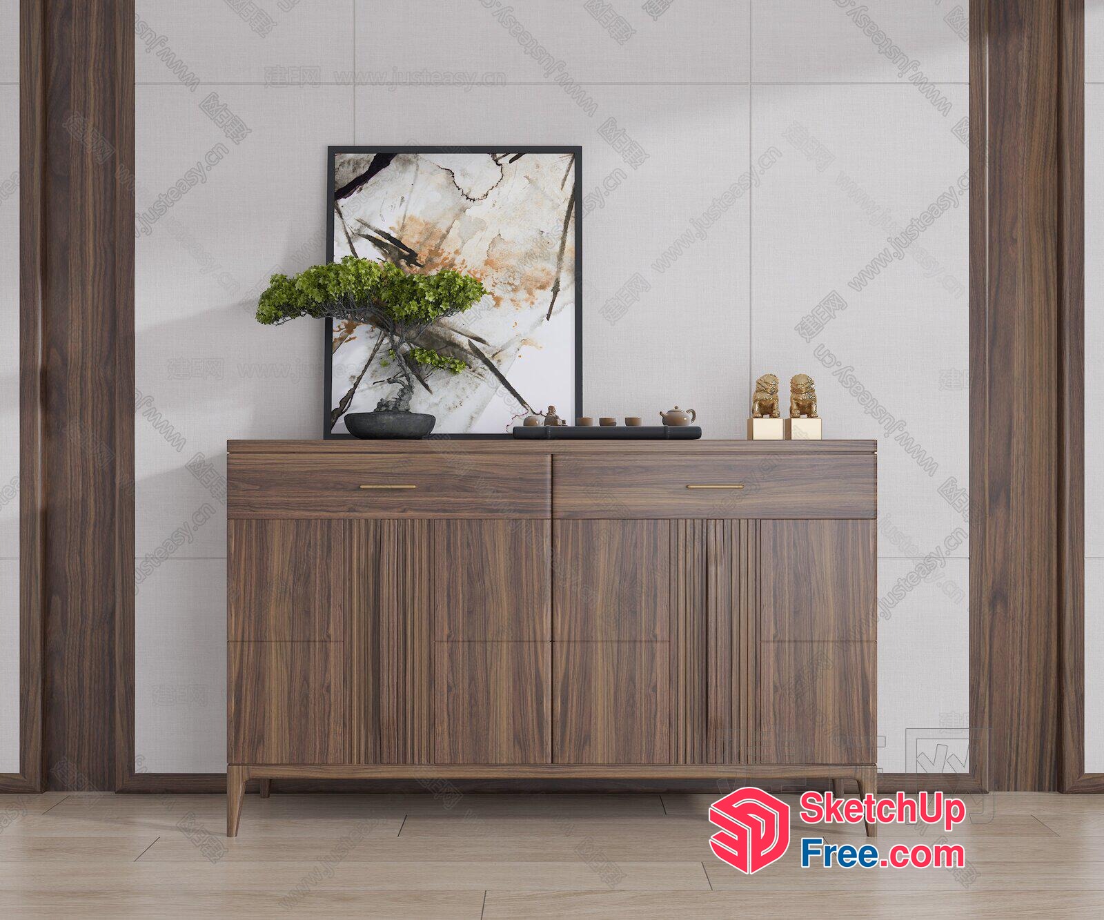 Modern Wood Furniture And Decor 3D SketchUp File