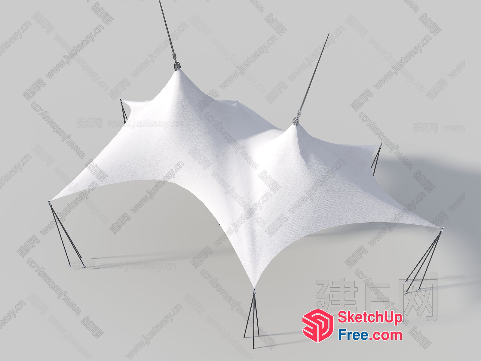 White Fabric Tension Structure With Metal Frame 3D SketchUp File
