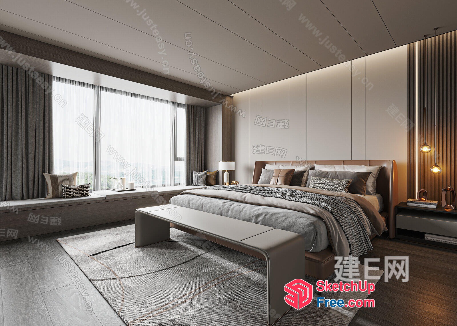 Modern Minimalist Bedroom Interior 3D SketchUp File
