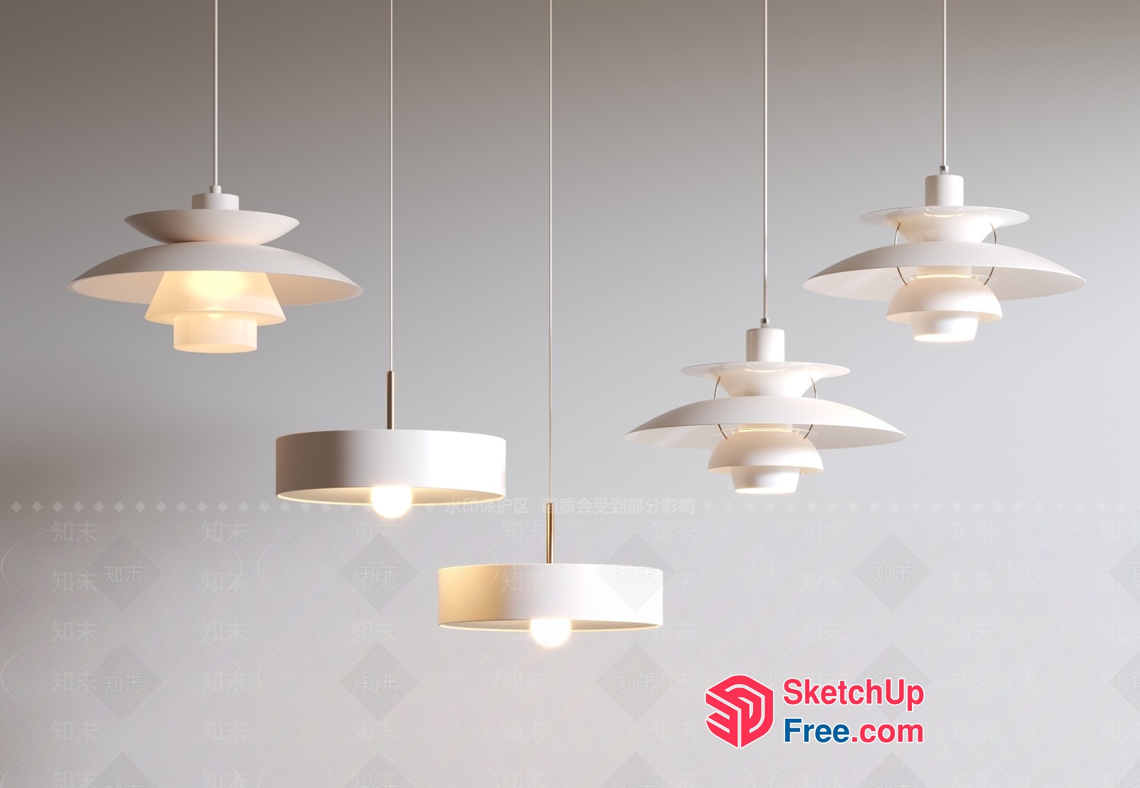 Modern White Hanging Lamps For Elegant Lighting 3D SketchUp File
