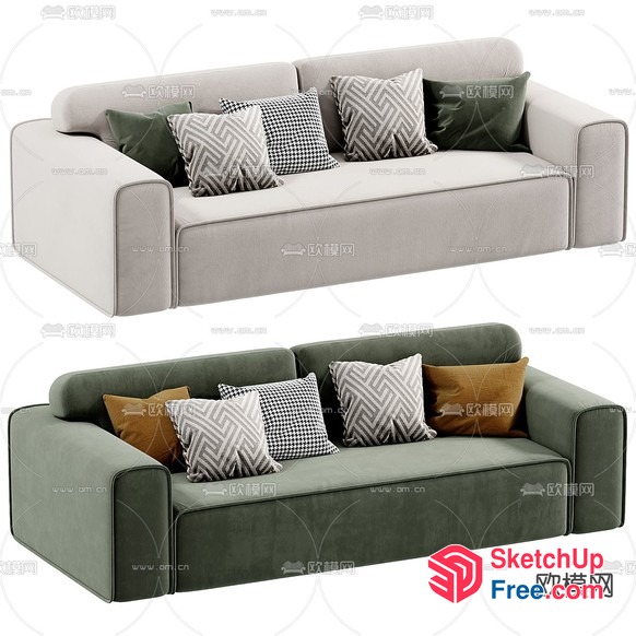 Modern Sofa With Pillows And Cushions 3D SketchUp File