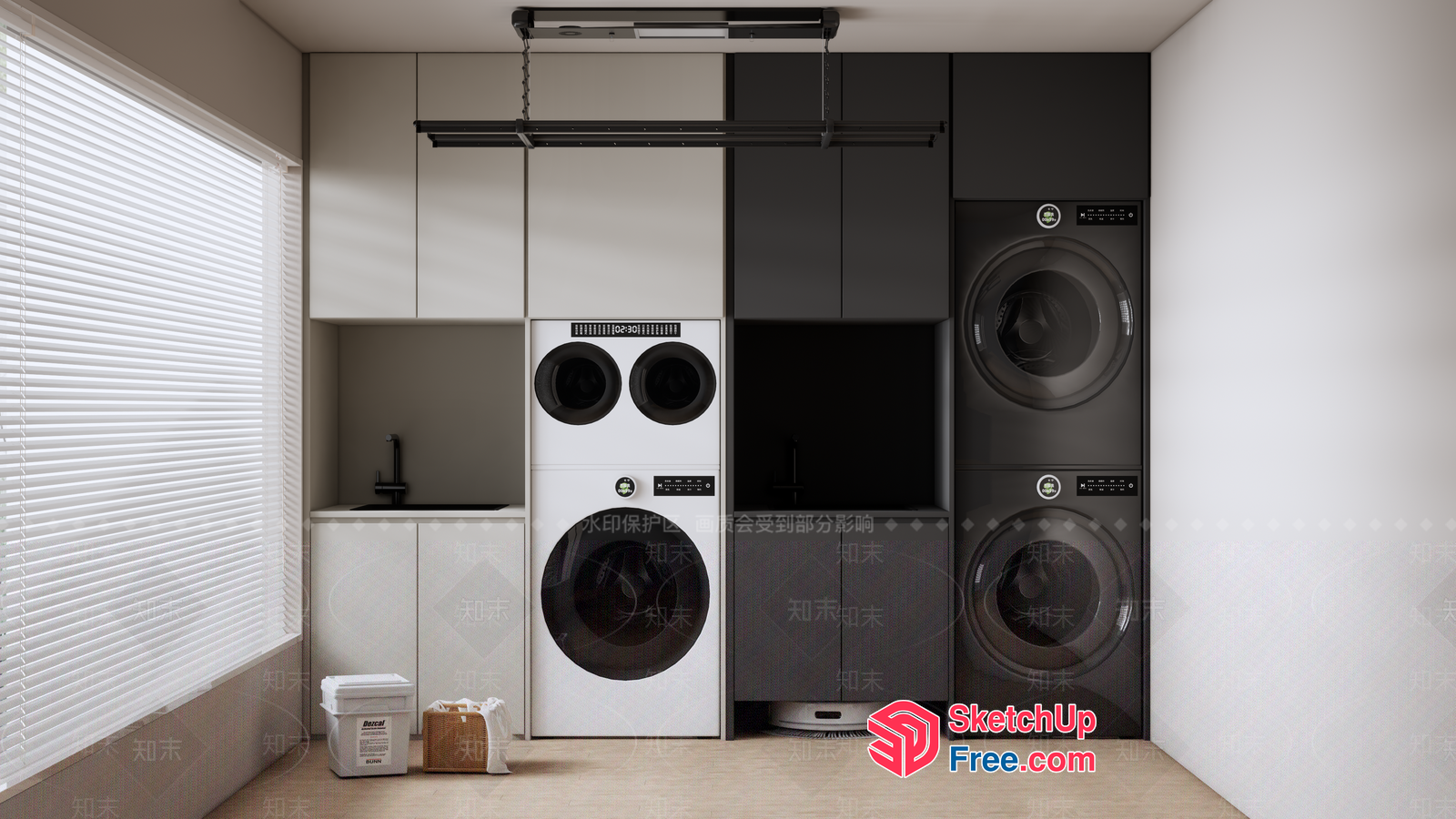 Modern Laundry Room With Unique Washing Machine Design 3D SketchUp File