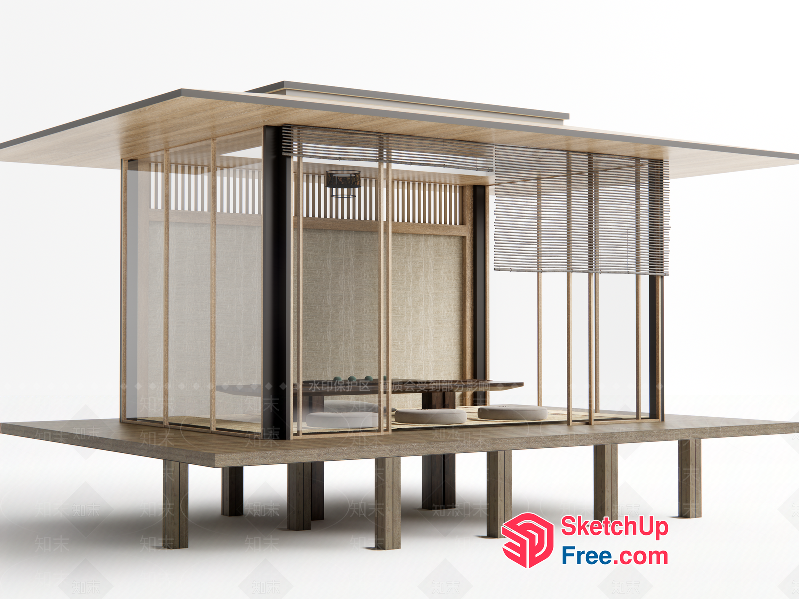 Modern Japanese-Inspired Minimalist Villa Exterior 3D SketchUp File
