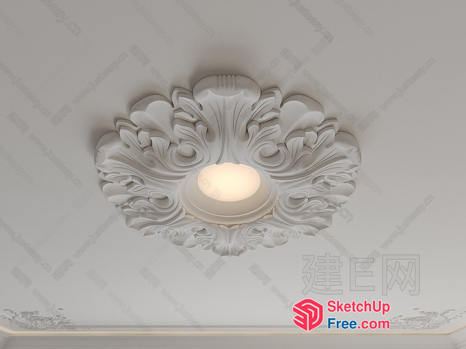 Ornate Ceiling Decor With Light Fixture 3D SketchUp File