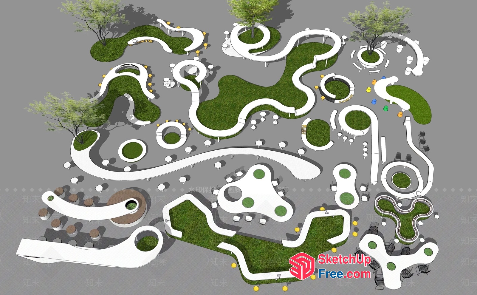 Abstract Modern Outdoor Park Design 3D SketchUp File