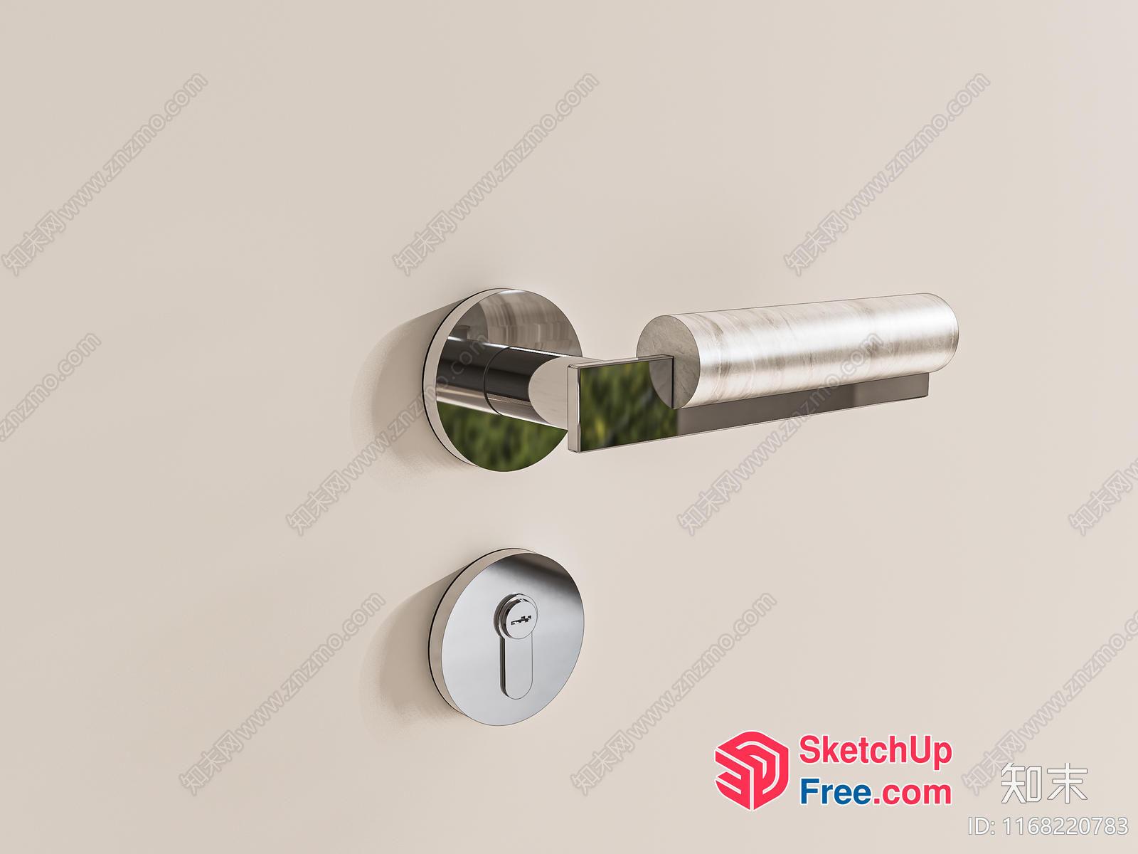 Modern Silver Door Handle And Lock 3D SketchUp File