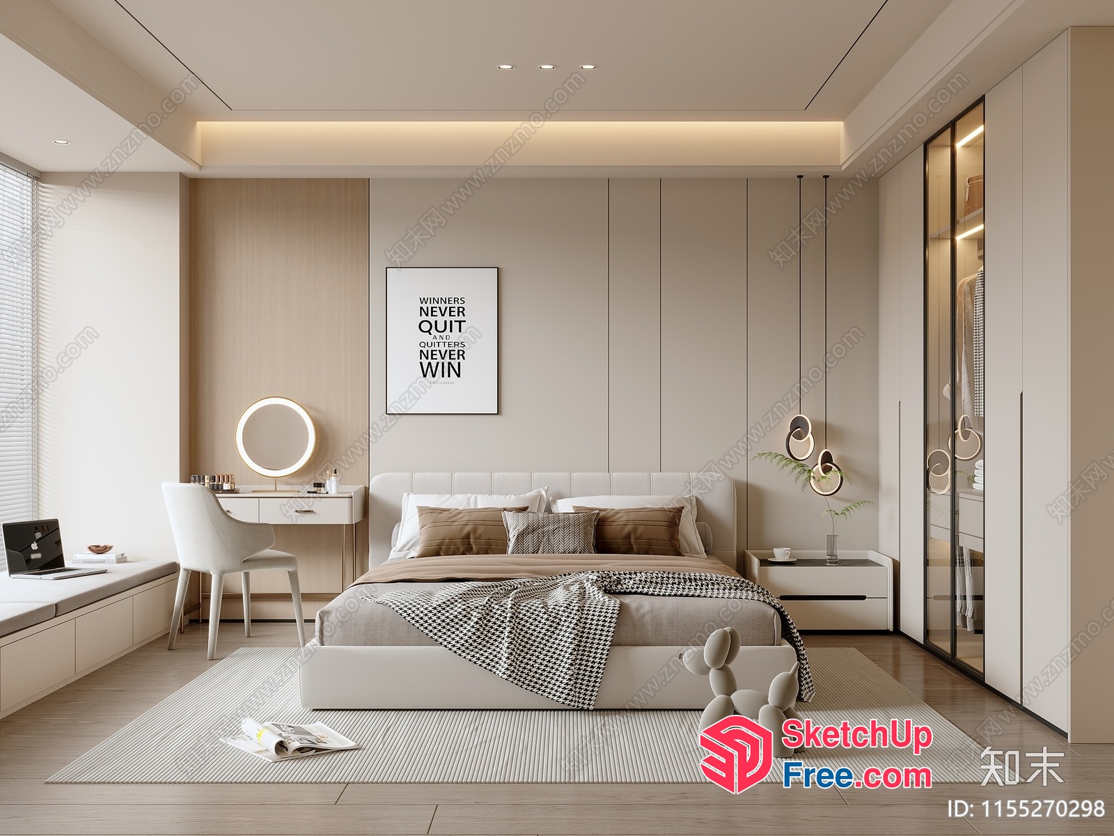Elegant Minimalist Bedroom Design With Soft Lighting 3D SketchUp File