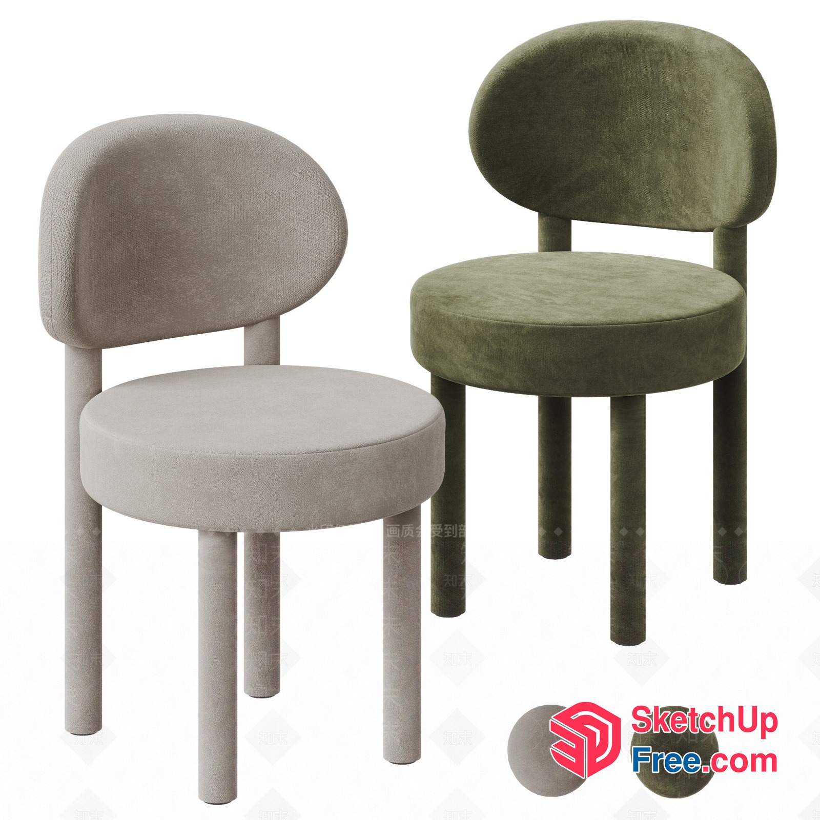 Two Modern Chairs With Distinctive Backrests 3D SketchUp File