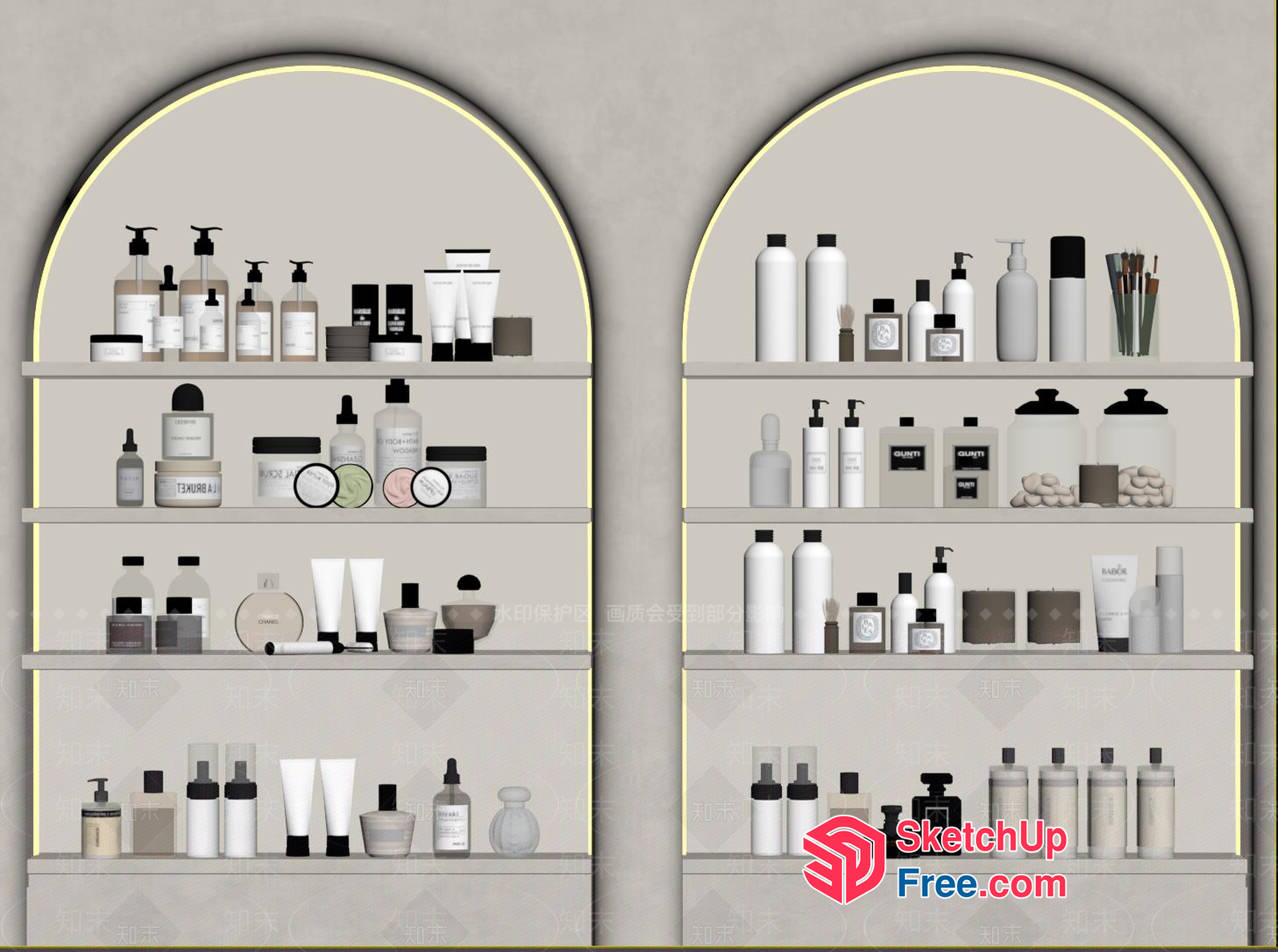 Modern White Shelf With Arched Shelves 3D SketchUp File