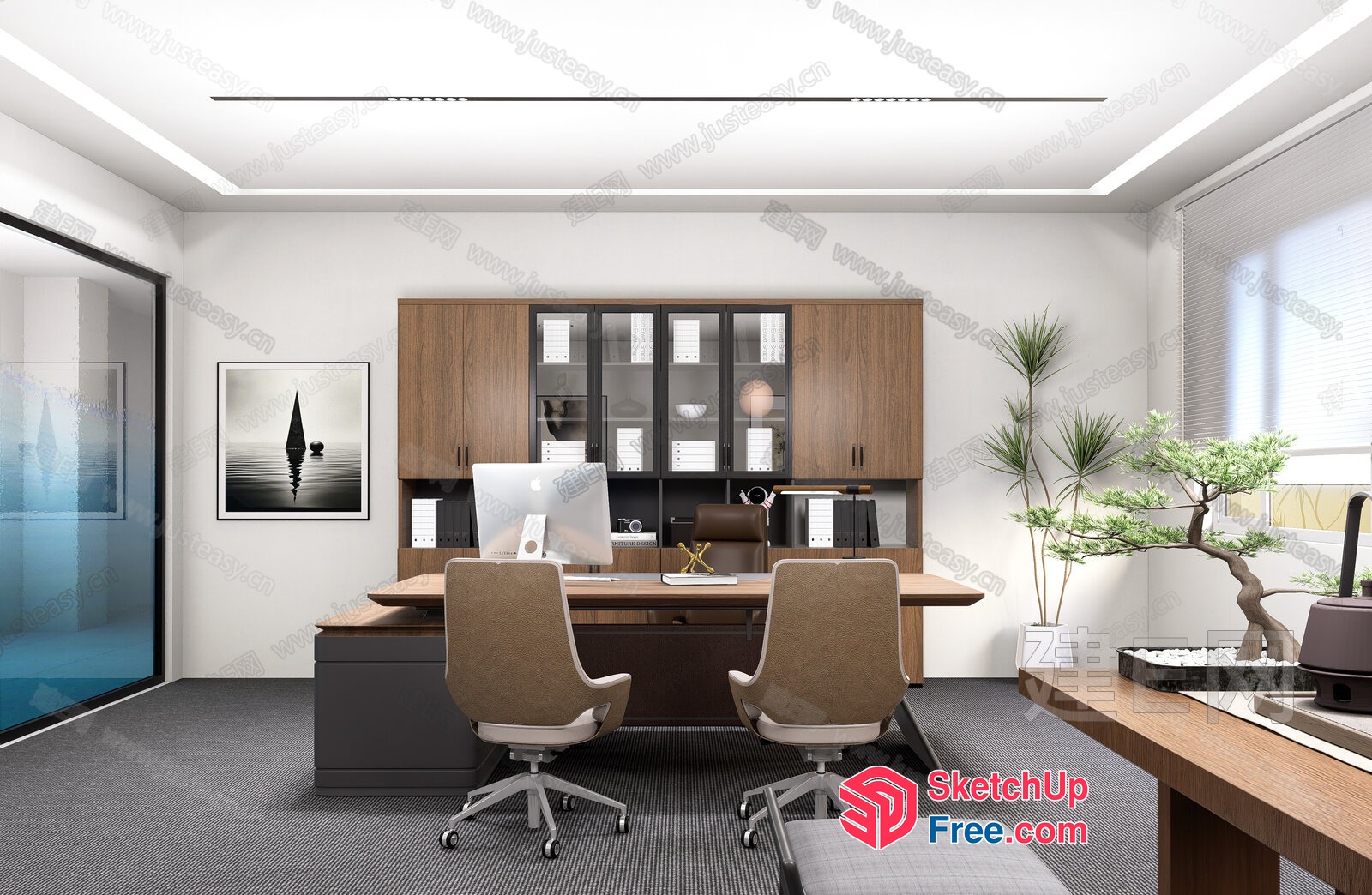 Modern Office Space With Sleek Furniture And Minimalist Decor 3D SketchUp File