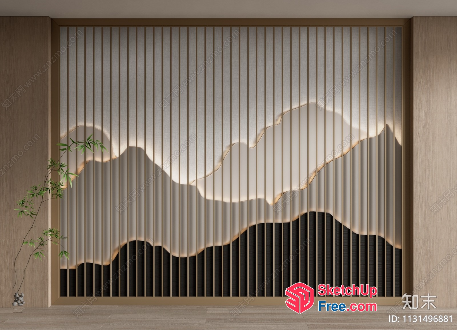 Modern Japanese-Inspired Partition Screen 3D SketchUp File