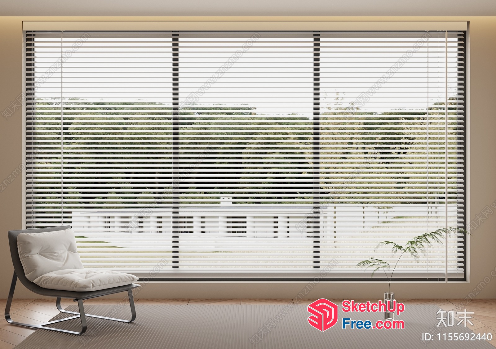 Modern Minimalist Living Room Window View 3D SketchUp File
