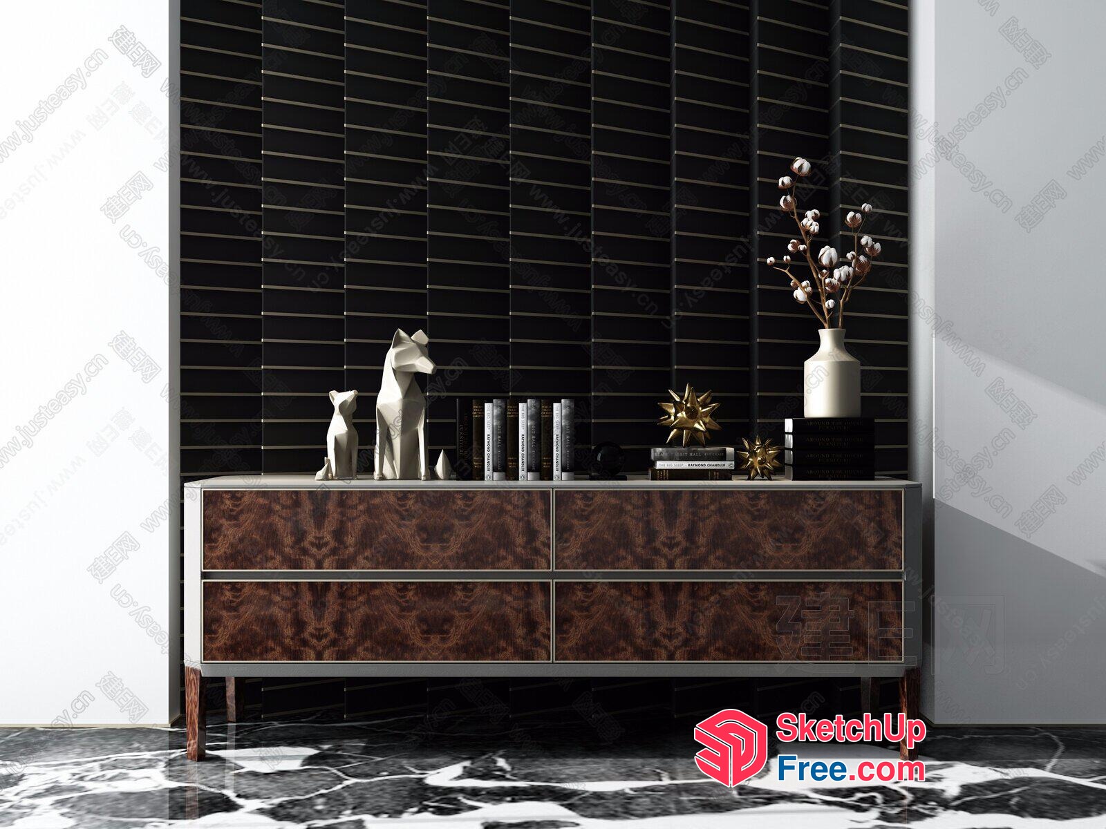 Modern Minimalist Style Decorative Sideboard Furniture 3D SketchUp File