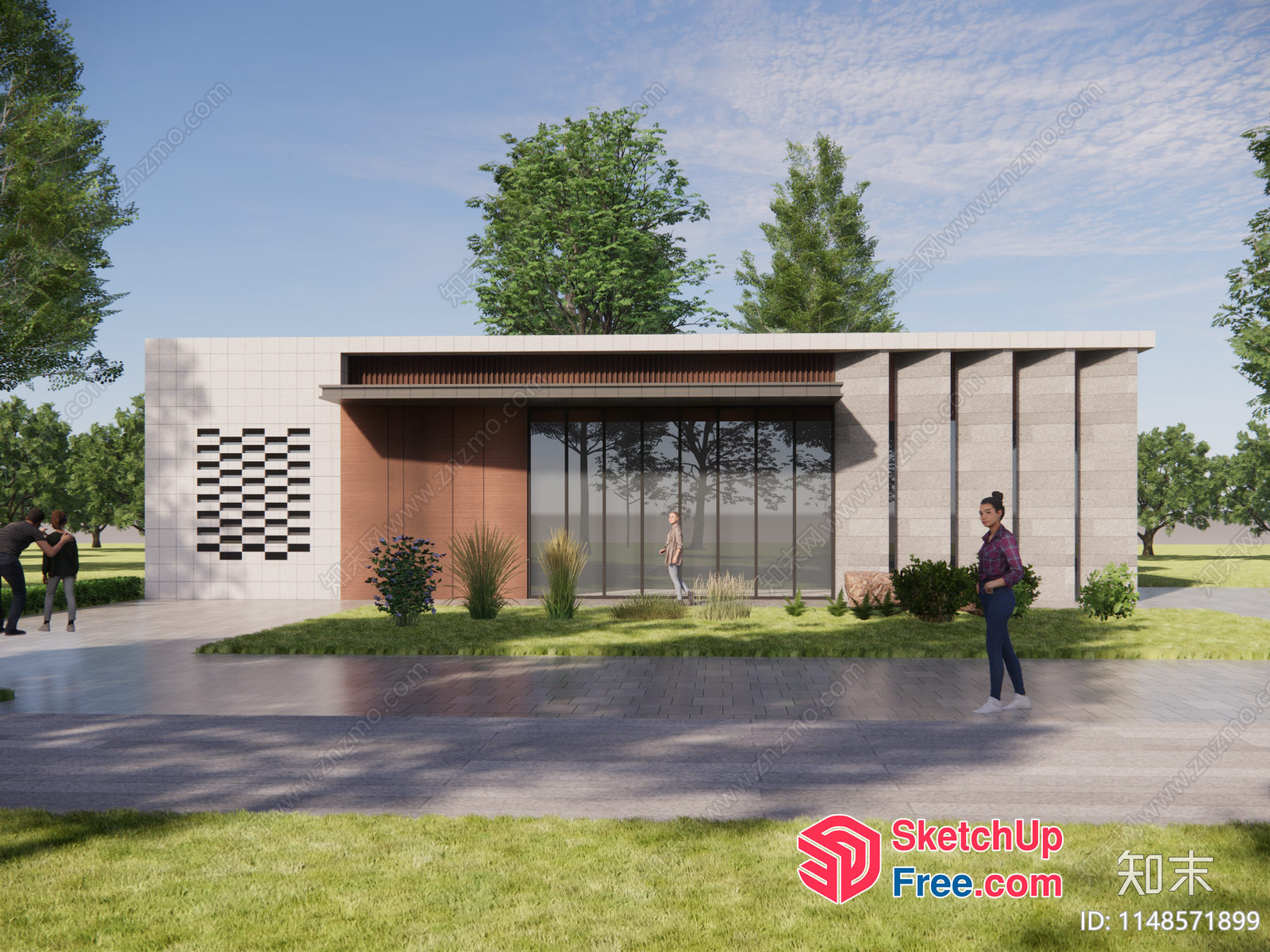 Modern Exterior Villa Design With Glass Curtain Wall 3D SketchUp File