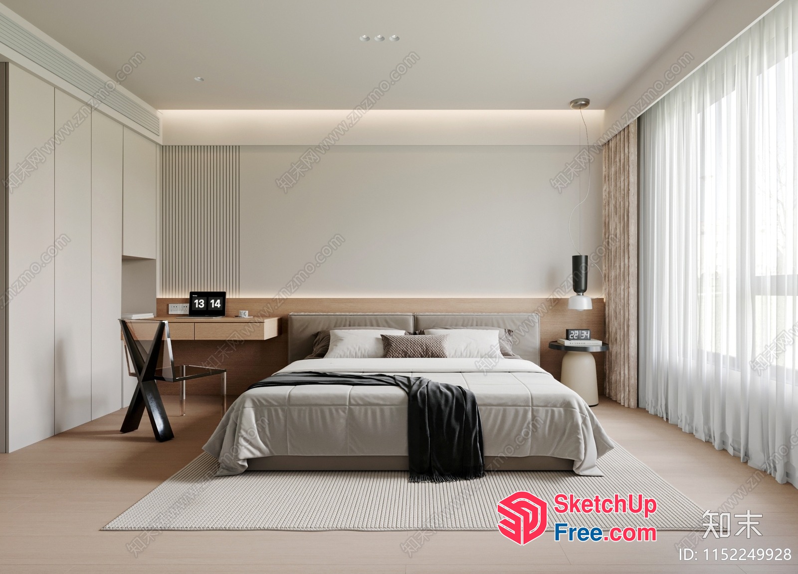 Minimalist Modern Bedroom Design With Sleek Furniture 3D SketchUp File
