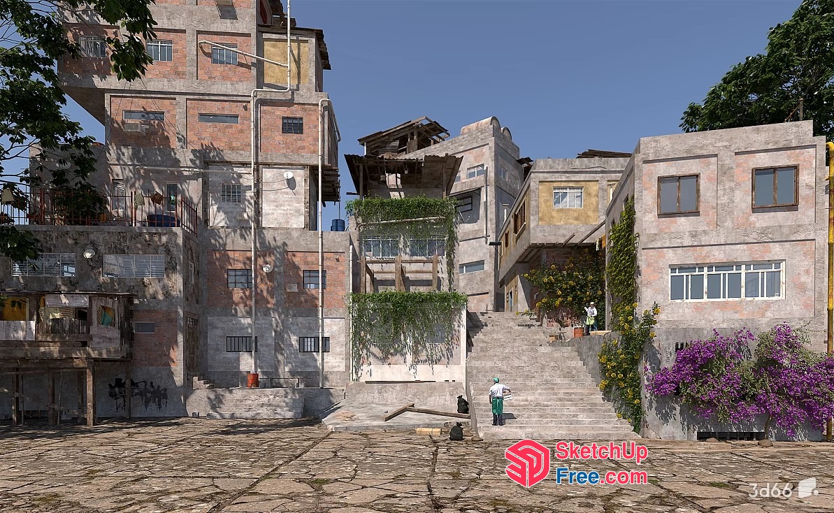 Abandoned Industrial Complex Exterior 3D SketchUp File